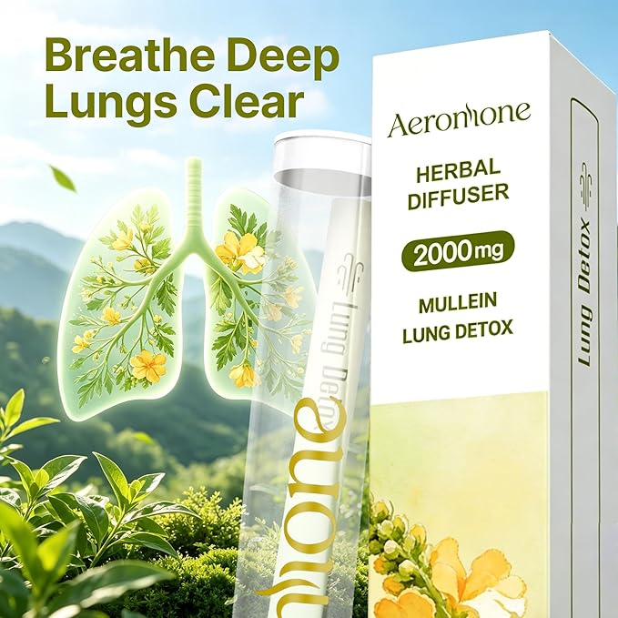 Mullein & Peppermint Essential Oil Ambient Scent Diffuser - 2ml | Enjoy 2000mg pure botanical blend for mindful relaxation. Pocket-sized, passive natural fragrance for daily wellness & focus.