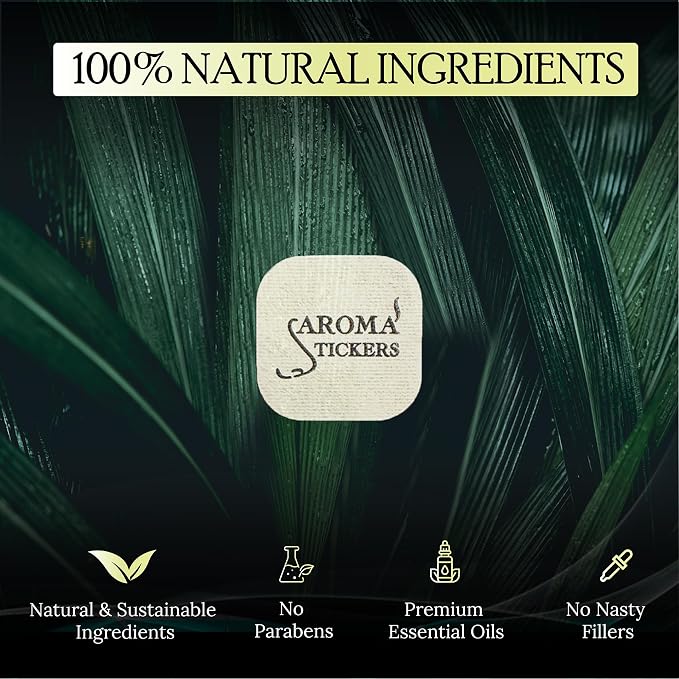 AROMA STICKERS® (Spearmint, Pack of 1) - 100% Natural Essential Oil Scented Mask Stickers for Face Mask & Pillow (12 Stickers/pc) -Pure Essential Oil Scented Mask Patch/Personal Aroma/Relaxing