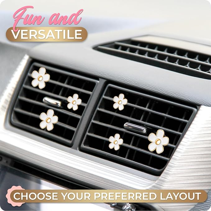 6 Pieces Daisy Car Decoration Flower Air Vent Clip Air Conditioning Outlet Clip Air Freshener Clip Car Interior Decor Charm Colorful Interior Accessories for Girls Women