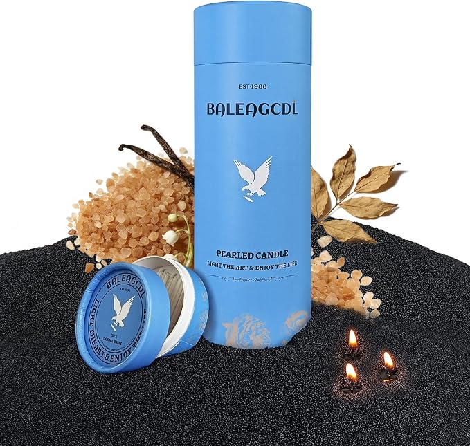 Suede & Silence Pearled Candle 18 Oz with 30 Wicks - Musk Scented Sand Candles Black Refillable Wax Lasts Up to 120 Hours Smooth and Clean Burning for Candle Making DIY