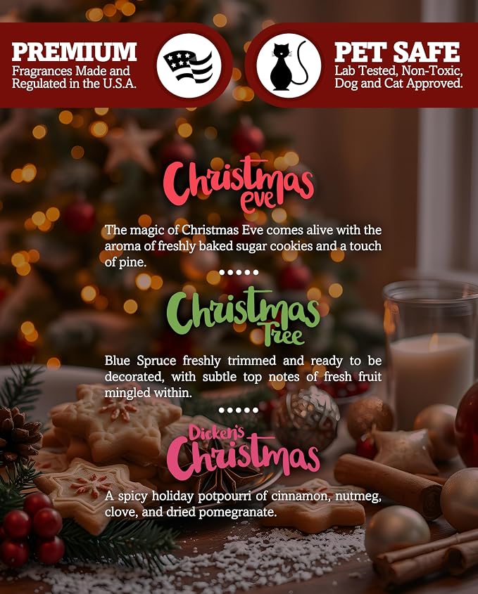 Shortie's Candle Company Christmas Premium Wax Melts Variety 3 Pack - 9 Oz., Strong & Long Lasting, Non-Toxic - Made with Essential & Natural Oils - Formula 117