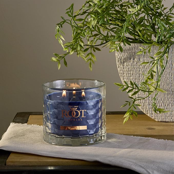 Root Candles Scented Candles Honeycomb Beeswax Blend Premium Handcrafted Candle, 12-Ounce 3-Wick, Waterline