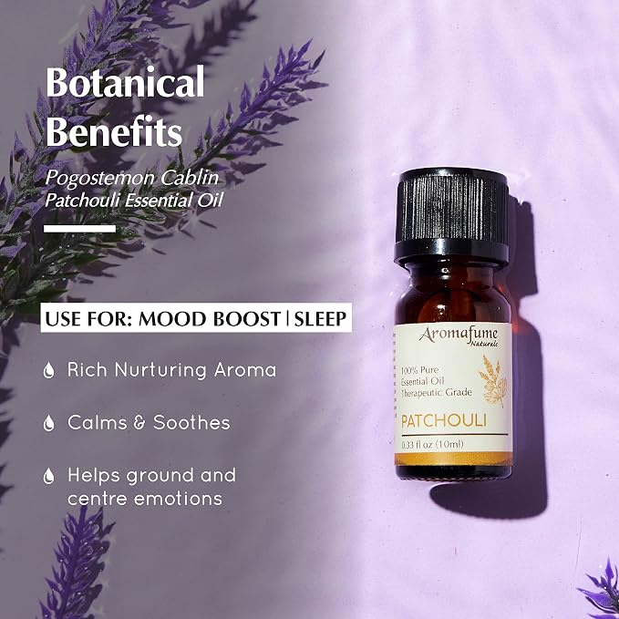 AROMAFUME Patchouli Essential Oil - 100% Natural, Therapeutic Grade Essential Oils - Pure, Harmonising Aromatherapy Oil for Home Diffusers - Gifts for Her - 10ml