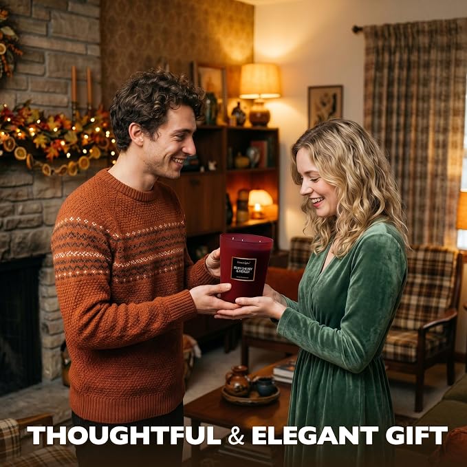 HomeLights Scented Candles - Large Jar Aromatherapy, Natural Soy Wax, 130 Hour Long Burning, Ruby Cherry & Merlot