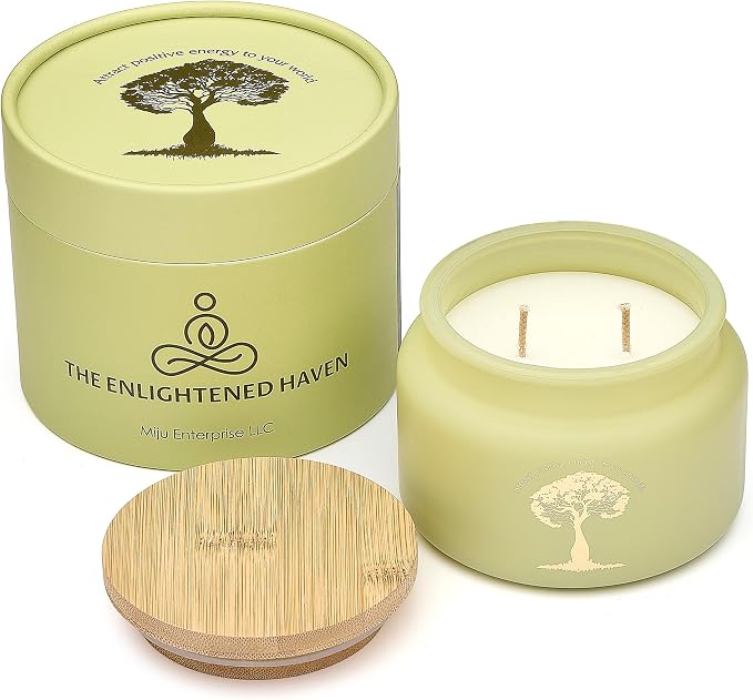 Palo Santo Meditation and Yoga Candle for Cleansing and Protection - 50 Hour Clean Burning Soy Wax - 2-Wick Spiritual Aromatherapy Smudge Candle with Guided Materials -9.5oz