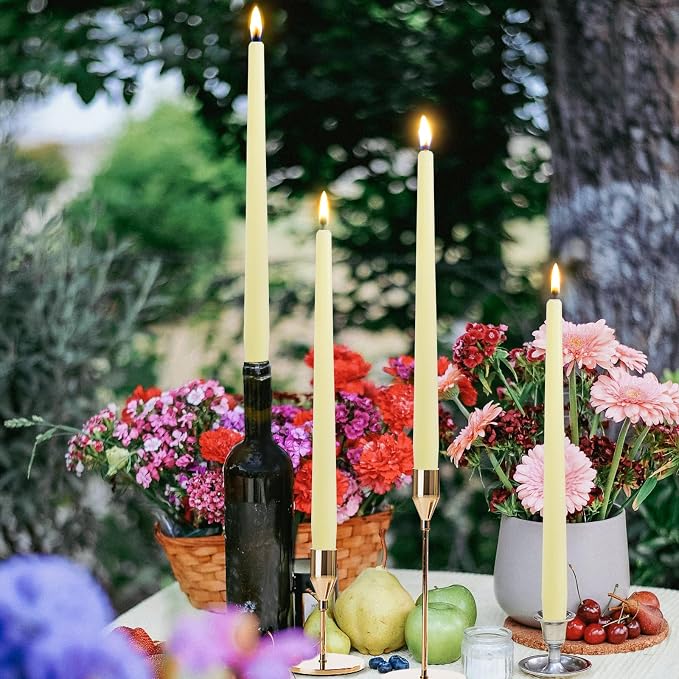 Candlesticks Long Taper Candle,Vanilla Scented 10 Inches Yellow Candle Sticks Smokeless Tapered Candles for Home Décor Holiday Gifts
