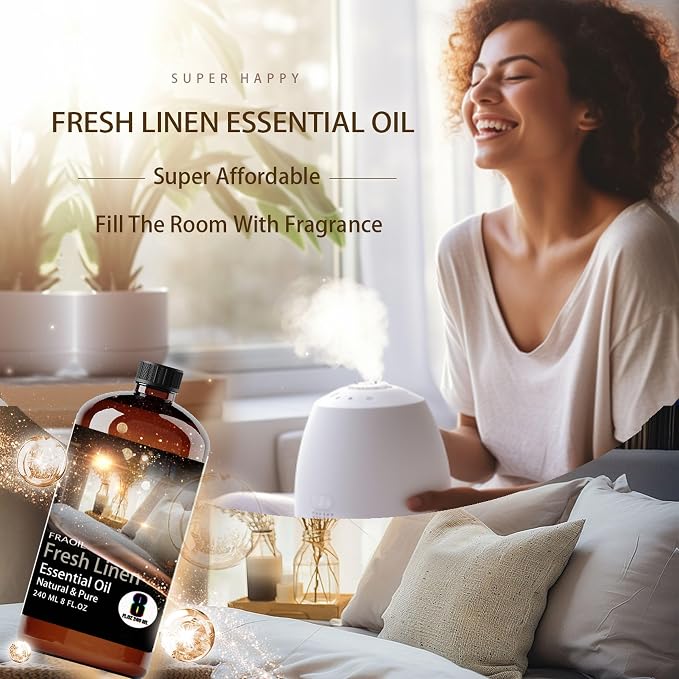 Fresh Linen Essential Oil 8 Fl Oz 240ML for Diffuser Humidifier Yoga Cleaning DIY Candle Soap Making Perfume Gift for Women FRAOIL (Fresh Linen 8 Fl Oz (Pack of 1))