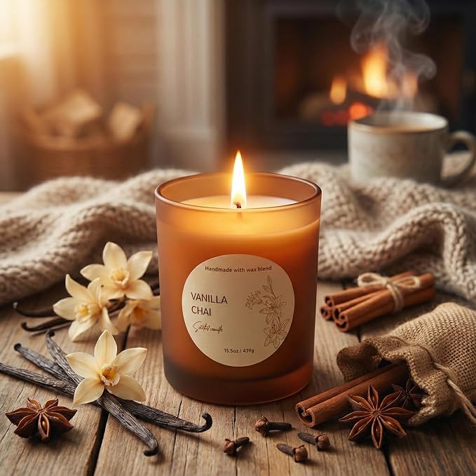 Signature Scented Candle 15.5oz – CW Studio Color Glass Jar — Hand-Poured Soy & Paraffin Wax – Clean Burn, Smokeless, Up to 30 Hours, Home Decor & Gift Giving