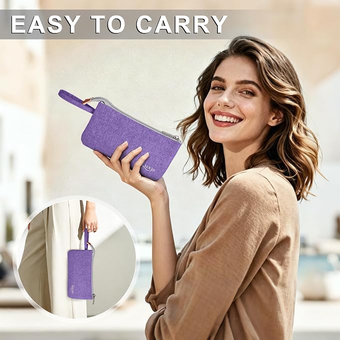 LUXJA Essential Oil Carrying Bag - Holds 9 Bottles (5ml-15ml, Also Fits for Roller Bottles), Portable Organizer for Essential Oil and Small Accessories, Purple