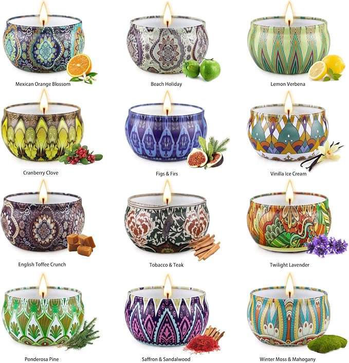 Candles Gifts for Women, 12 Pack Soy Wax Candles for Home Scented, Birthdays Thank You Mothers Day Gifts for Women Mom Who Have Everything
