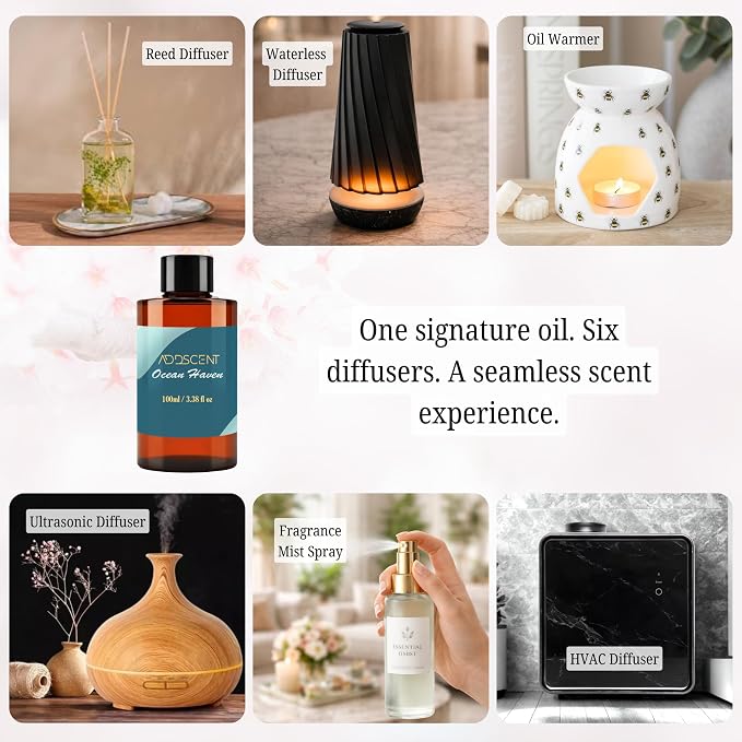 Ocean Haven Fragrance Oil 100ml for Diffuser, Fresh Coastal Air Inspired Scent for Bedroom Living Office Spa, Smooth Aquatic Aroma with Layered Notes Creating Clean Open Indoor Ambience