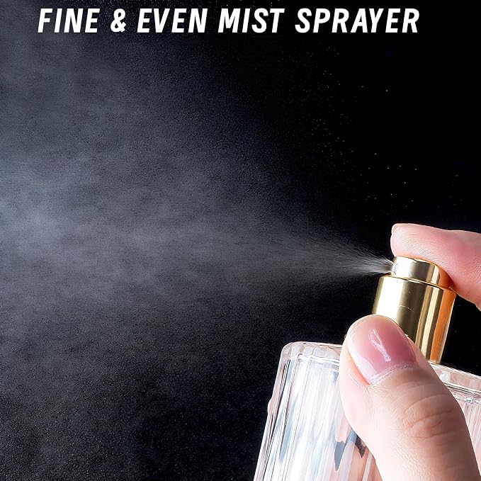 Perfume Bottle Atomizer 30ML Refillable Fine Mist Spray Bottles, Empty Glass Essential Oil Container for Travel, Handbag or Date, With Storage Bag & Funnels(Modern)
