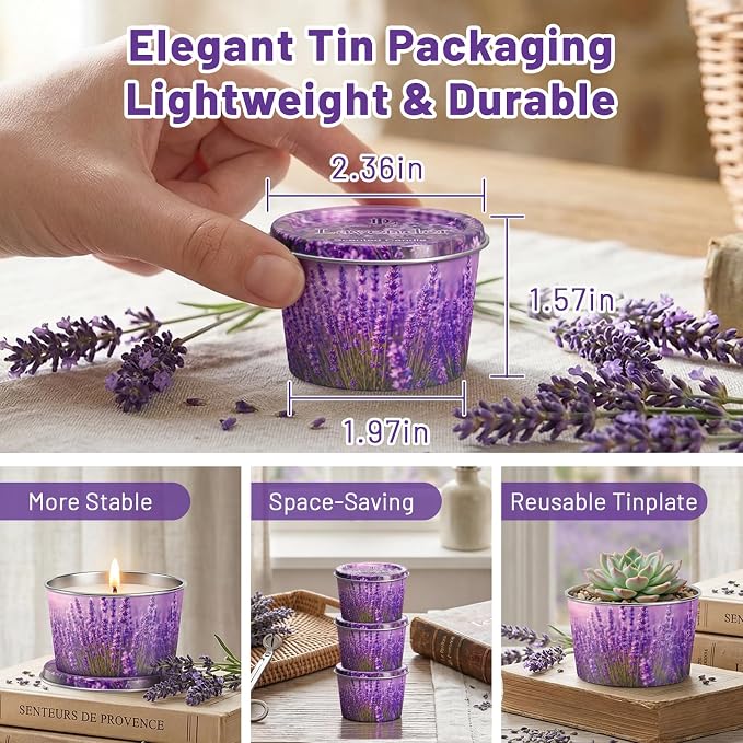 Lavender Candle for Women 3 Pack, 2.2oz Lavender Scented Candles for Sleep Relaxation, Natural Soy Wax with Essential Oils, Birthday Gifts Mothers Day Candle for Women Mom