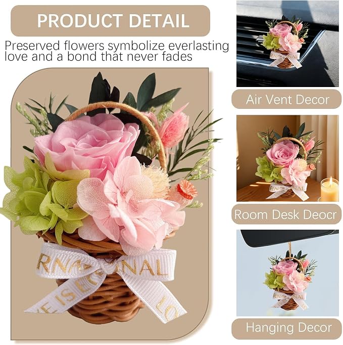 Small Bouquet Car Air Freshener Vent Clips Mini Fresh Flower Bouquet Air Conditioning Outlet Perfume Clip Decoration Essential Oil Diffuser Vent Clip Auto Interior Accessories for Car Decor