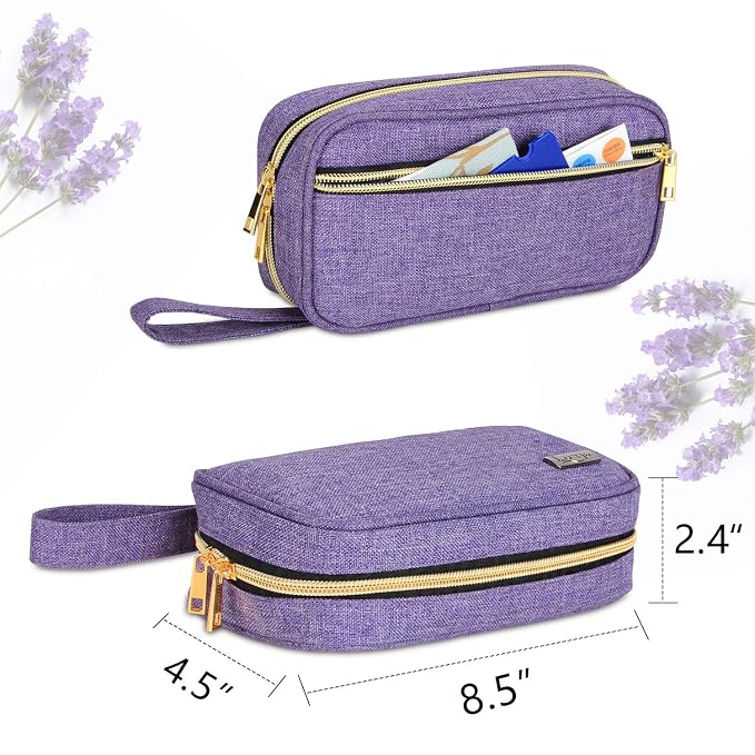 LUXJA Essential Oil Carrying Case - Holds 12 Bottles (5ml-15ml, Including Roller Bottles), Portable Organizer for Essential Oil and Accessories (Bag Only), Purple