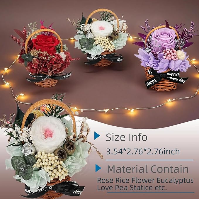 Car Air Freshener Basket with Air Vent Clip, Cute Car Accessories for Women - Mini Car Vent Flowers Rose, Car Interior Decorations for Birthday, Home & Office Decor