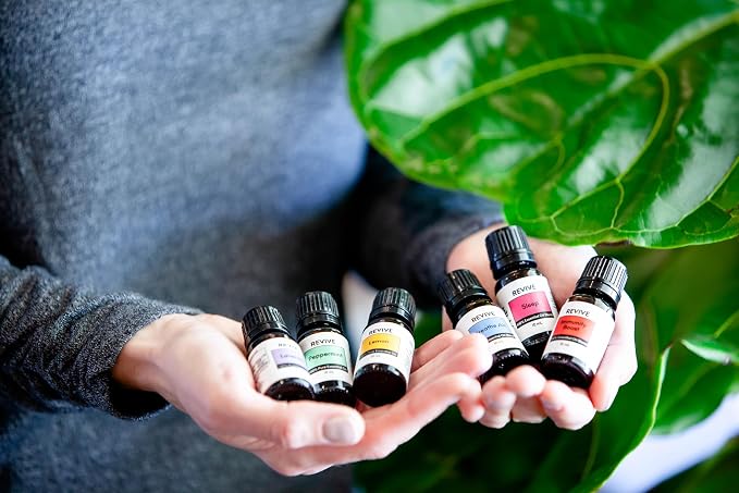 Basics Kit with Halo Diffuser by Revive Essential Oils - 100% Pure Therapeutic Grade, for Diffuser, Humidifier, Massage, Aromatherapy, Skin & Hair Care