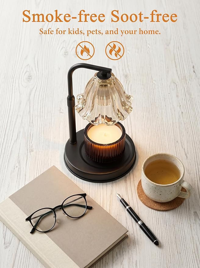 Candle Warmer Lamp with Timer, Dimmable Candle Warmer for Jar Candles, Adjustable Height Electric Wax Melt Warmer, Birthday Gifts for Women Mom Friend Sister, Housewarming Gifts New Home Decor