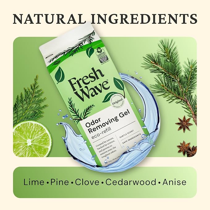 Fresh Wave Odor Removing Gel Refill, 63 oz., Pack of 2 - Safer Odor Absorbers for Home, Natural Plant-Based Odor Eliminator, Every 15 oz. lasts 30-60 Days, For Cooking, Trash & Pets