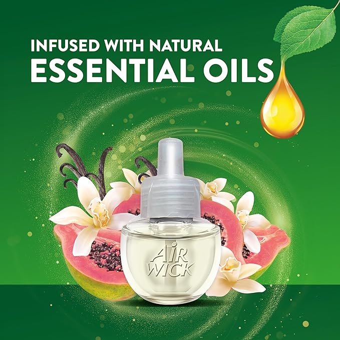 Air Wick Plug In Scented Oil Refill,Vanilla & Pink Papaya, 6 ct