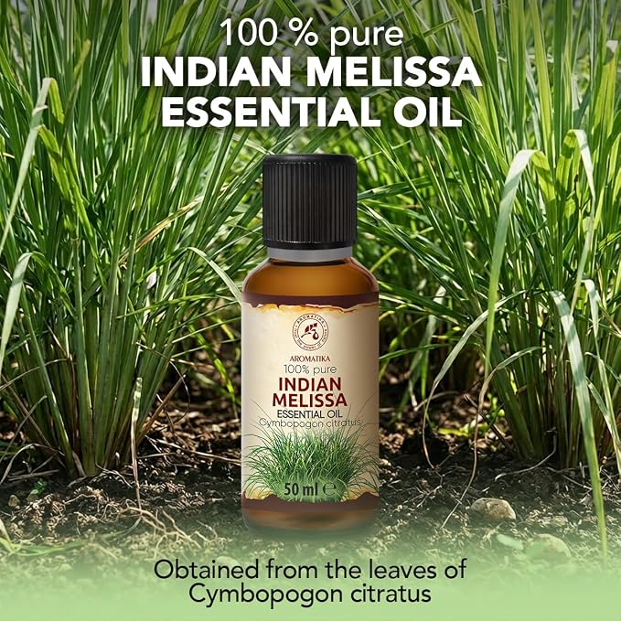 Melissa Essential Oil 1.7 Fl Oz - Melissa Indicum - Aromatherapy - Homefragrance - Pure Melissa Oil for Body Care - Diffusers - Sauna - Relaxation - Calming - Good Sleep