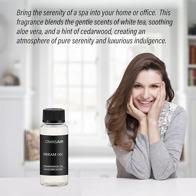 Hotel Diffuser Oil Dream on Long-Lasting Waterless Essential Oil for Large Spaces | White Tea, Vanilla & Cedarwood Blend | Aromatherapy Scented Oil | for Home Office(120ml/4.1FL oz)