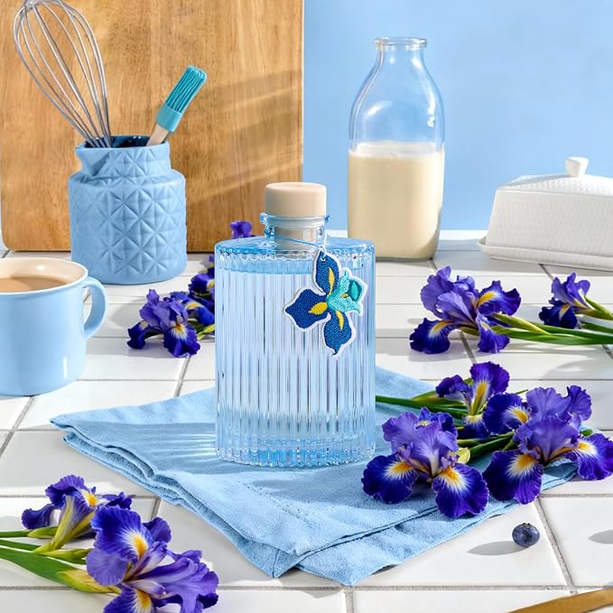 COCORRÍNA Reed Diffuser, Blue Iris Scent Flower Diffuser, 6.09 fl oz, 8 Reeds, Long-Lasting Home Fragrance, Bathroom Bedroom Shelf Decor & Gifts
