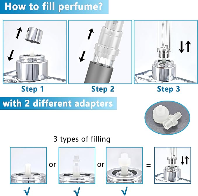 Travel Refillable Perfume Atomizer Bottle 5ml Leakproof Travel Perfume Refillable Bottle, Perfume Atomizer (Gray)