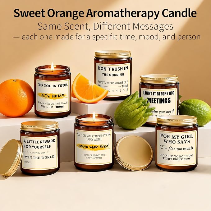 Reward Candle Gifts for Women Men - 7 oz Orange Scented Candle - Soy Candle Gift for Women, Birthday Mother Gifts for Mom, Encouragement/Cheer Up/Positive Gift for Friends, Coworker, Sister