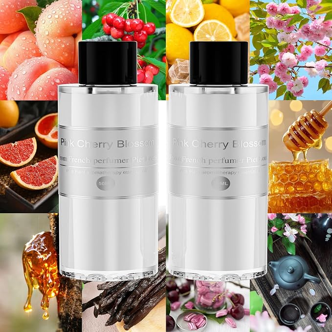 Amor Lyris 2 Packs Essential Oil Refill for Smart Car Air Freshener, 3.5OZ Car Diffuser Refill, Aromatherapy Perfume Refill (4-8 Months Use), Natural Plant Extracts, Pink Cherry Blossom