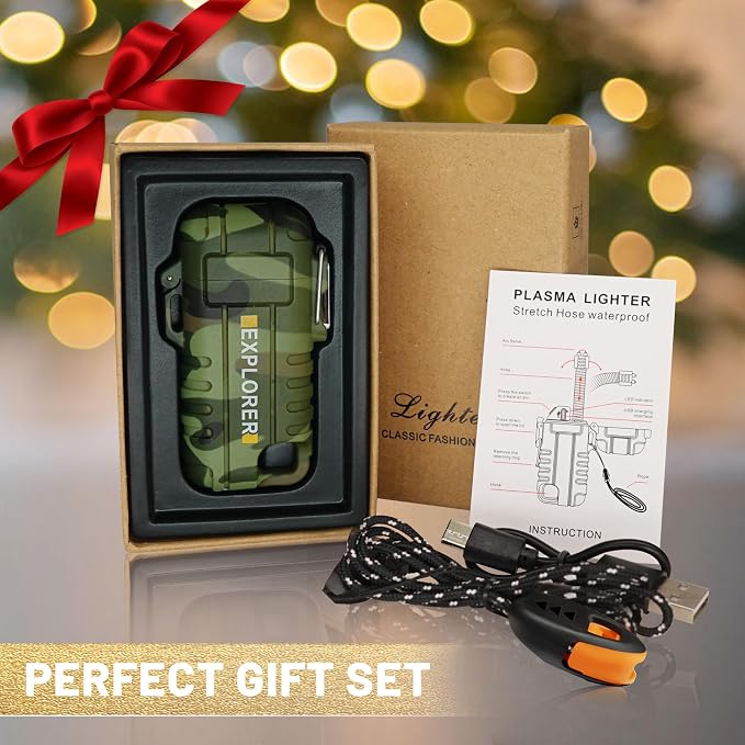 Lafagiet USB C Rechargeable Lighter, 360° Flexible Neck, Wind & Water Proof, Electric Arc Lighters for Candle, Camping