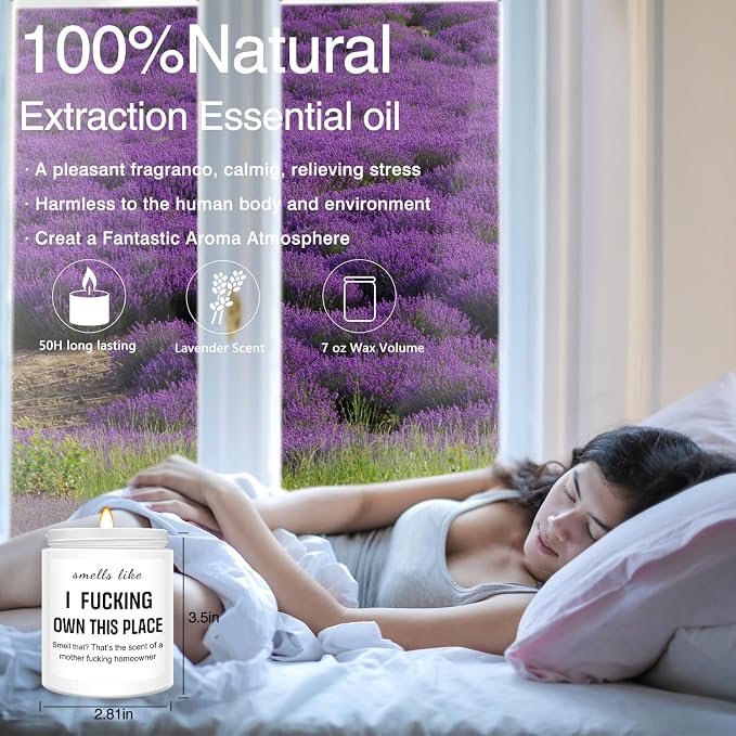 Homsolver House Warming Gifts New Home, Funny Housewarming Gifts for Women, Men, Neighbor, New Homeowner, Apartment, House Warming Party Lavender Candles Decor Gift Ideas