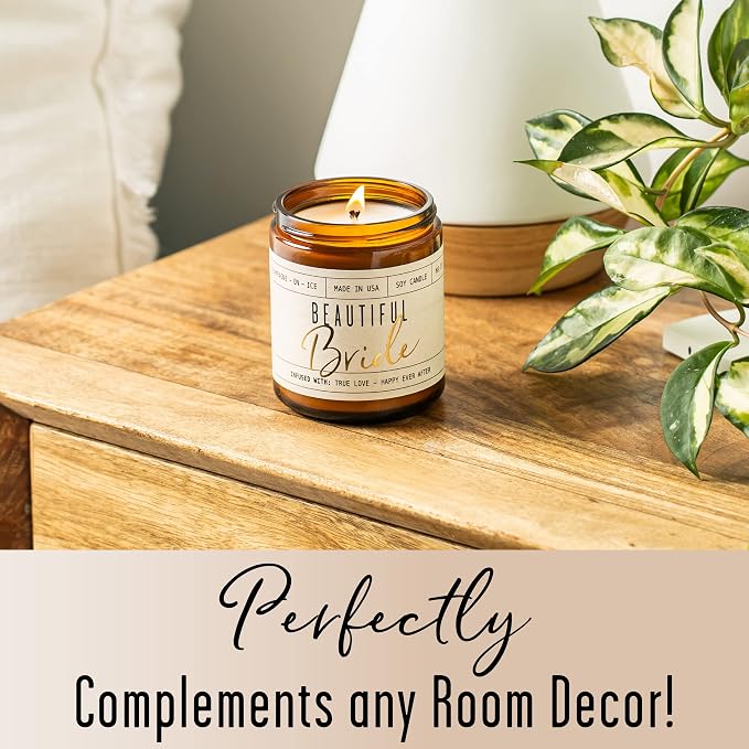 Bridal Shower Gifts Ideas, Best Bridal Shower Gifts for Bride to Be, Bride Gifts - 'Beautiful Bride' Soy Wedding Candle, w/Champagne on Ice I Bachelorette Gifts for Bride I 50Hr Burn, USA Made