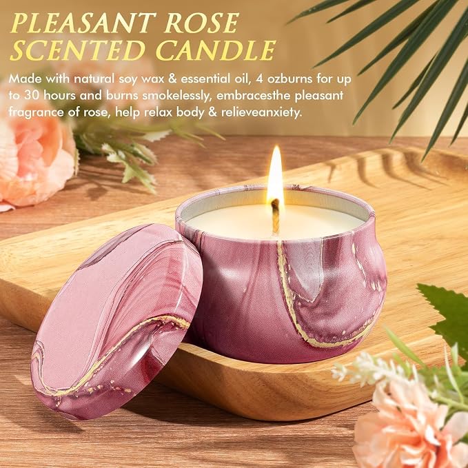 Birthday Gifts for Women Self Care Get Well Soon Gifts, Rose Relaxing Spa Gift Box Care Package Basket w/ Luxury Flannel Blanket 40 oz Tumbler, Mother's Day Gift for Mom Her Wife Girlfriend Sister