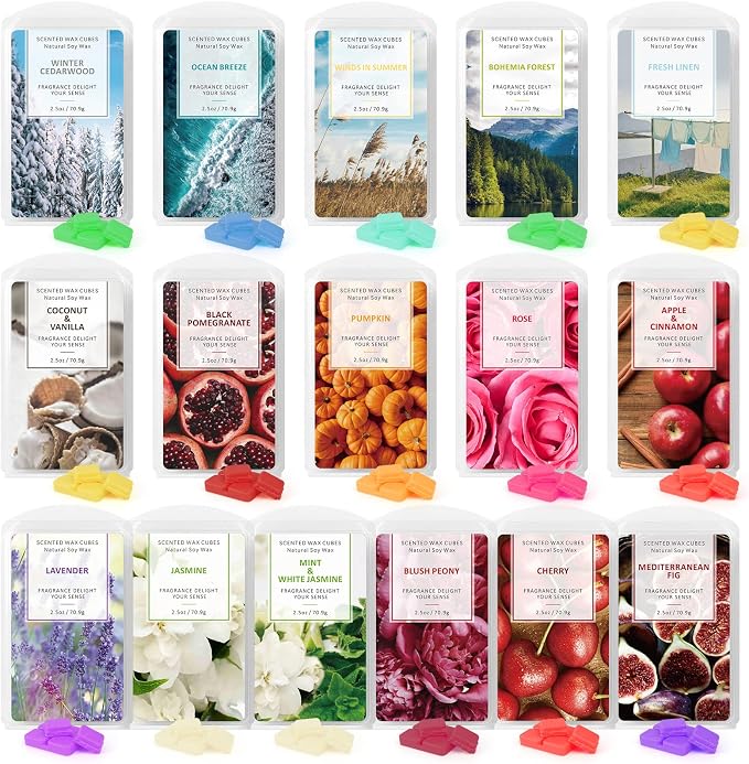 STRN Wax Melts Wax, Scented Wax Cubes, Long Lasting Fragrance Summer Scent Soy Wax for Warmer, Home, SPA, Office 16 Pack (16x2.5oz)