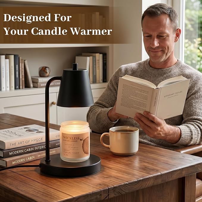 Teakwood & Mahogany Wickless Candle for Candle Warmer Lamp with 10ml Essential Oil for Custom Aroma, Flameless Non-Toxic Soy Scented Candle for Home, Birthday Gift for Men & Women