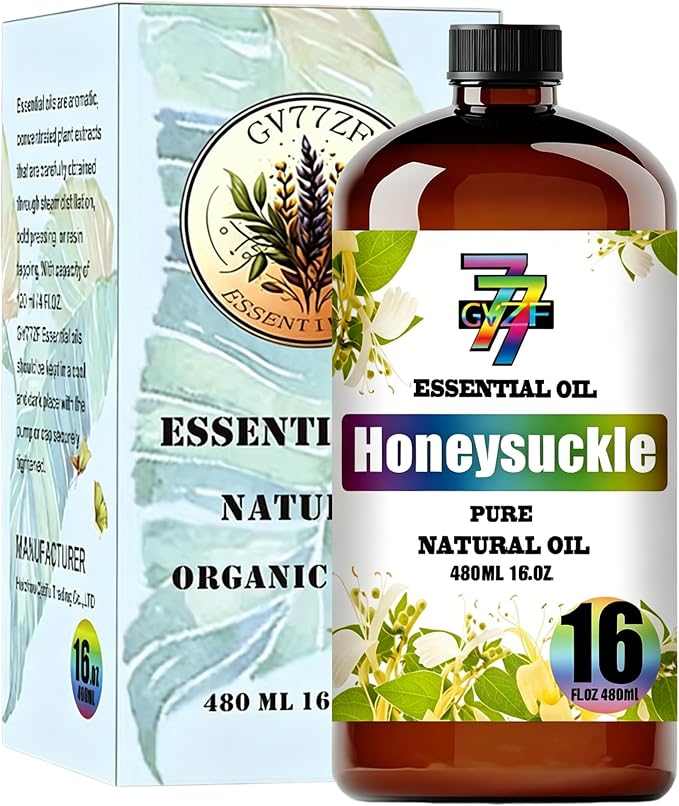 Honeysuckle Essential Oil, Honeysuckle Oils, for Diffuser, DIY Candles, Soap, Humidifier, Home, Yoga, Massage, Gift, Essential Oil, GV77ZF Honeysuckle Fragrance Oil - 16 fl oz (480 ml)
