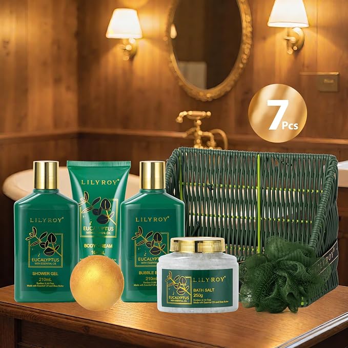 Fathers Day Gifts for Men, Gifts for Women, Gift Basket for Women - 7 Pcs Bath and Body Gift Basket Set, Spa Gift Basket for Women | Perfect Christmas, Birthday, Mothers Day, Valentines Gift for Her
