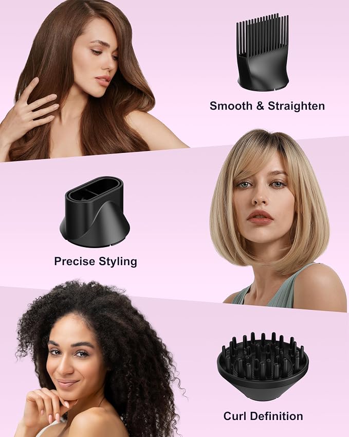 ANNLARY Hair Dryer with Comb | 1800W Blow Dryer with Diffuser for Curly Hair | Plasma Ionic Hairdryer for Frizz Control | Foldable & Protable Design for Travel | 6.5 ft ALCI Cord for Women and Men
