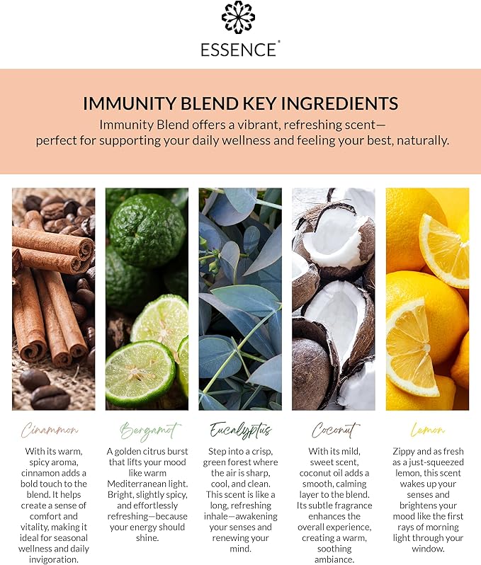 Essence Pearl Travel Case | Immunity Essential Oil | Aromatherapy Nasal Diffuser & Essential Oil Carrying Case | Eucalyptus, Lemon & Cinnamon Blend | Travel-Friendly Kit | Black Pod