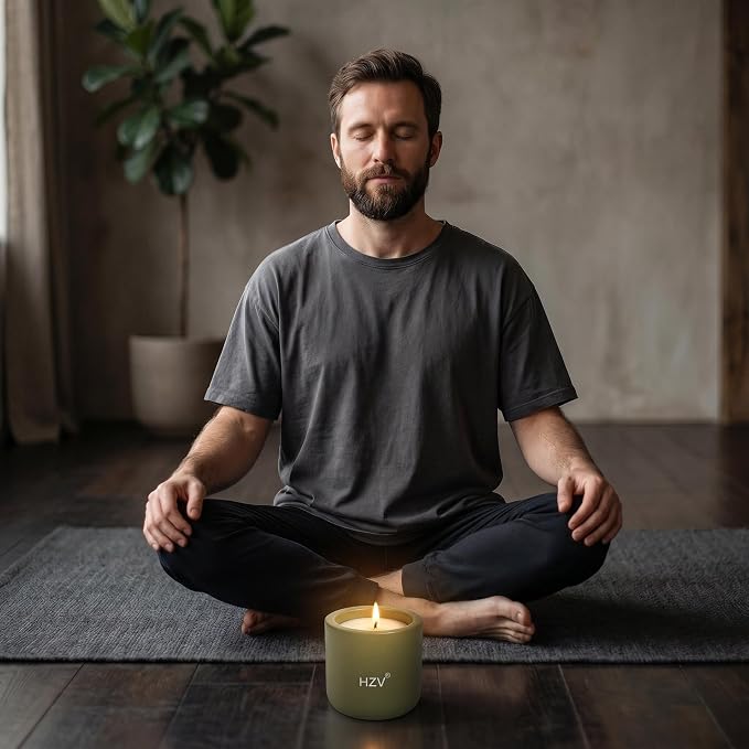 Manly Stress Relief Scented Candle for Men, Soy Wax Moss Forest Aroma Candle, 25H Long Lasting Clean Burning for Relax Meditation Yoga Spa, Unique Candle Gifts for Father Husband Boyfriend