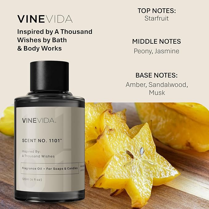 VINEVIDA [4oz] A Thousand Wishes - Fragrance Oil for Candle & Soap Making - Made in USA Candle Oil Scents