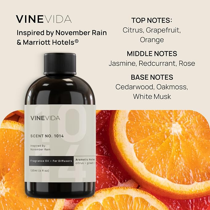 VINEVIDA (4oz) Hotel Fragrance Diffuser Oil - Hotel Scents Diffusers for Home - Cold Air Diffuser Oil - Hotel Scent Essential Oil - Scent No.1014 Inspired by Marriott Hotels