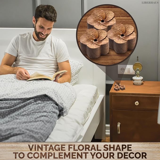 2 Pcs Car Essential Oil Diffuser Vent Clip – Reusable Oil-Absorbing Wooden Flower for Custom Scent, Essential Oil Diffuser for Car with Magnetic Hold – Vintage Air Freshener for Refreshing Your Space