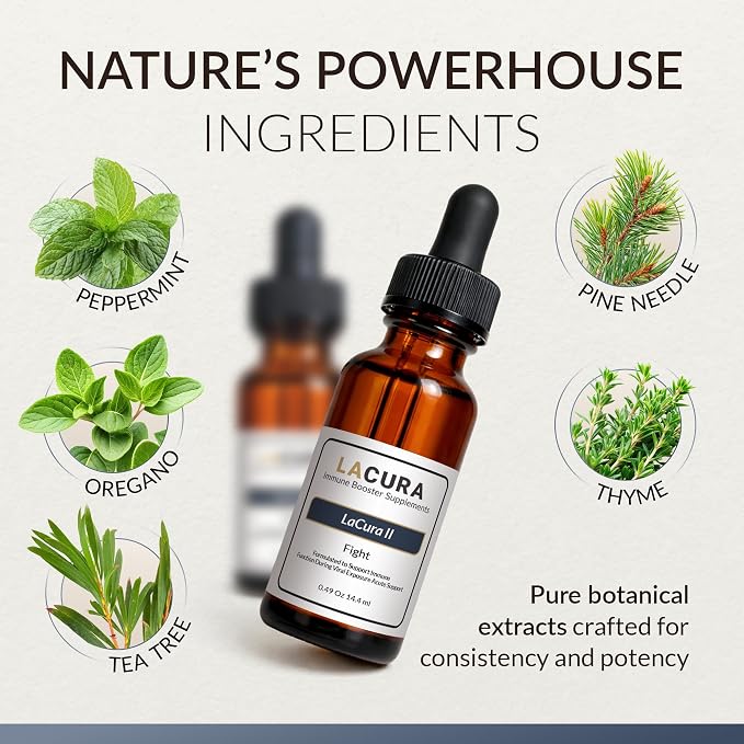LaCura - Organic Essential Oil - Powerful Immune & Respiratory Support Fight Formula with Natural Peppermint, Oregano & Thyme - Concentrated 15ml Wellness Oil Blend for Enhanced Breathing & Comfort