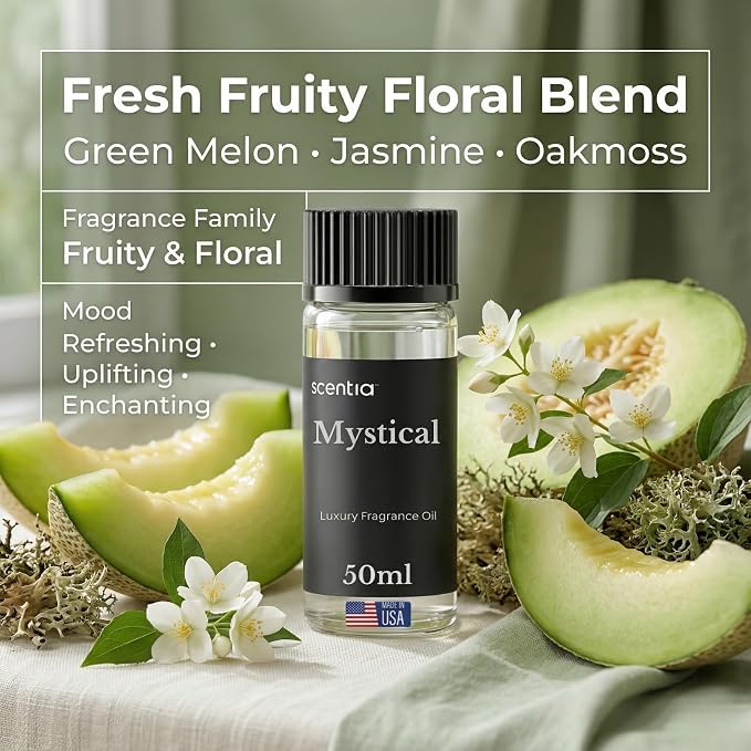 Scentia Mystical Hotel Scent Diffuser Oil – Luxury Fragrance Inspired by Wynn Las Vegas – 50 mL – Melon, Raspberry & Jasmine Essential Oil Blend for Home, Office & Aromatherapy Diffusers, Made in USA