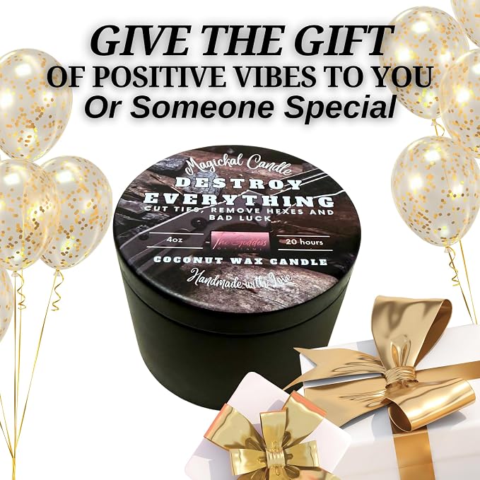 Destroy Everything Spiritual Candle to Cut Ties, Remove hexes and Bad Luck | Energy Cleansing | Soy Candles Non Toxic | Sage Candle | Cleanse Your Home & Calm and Relax (Small 4oz)