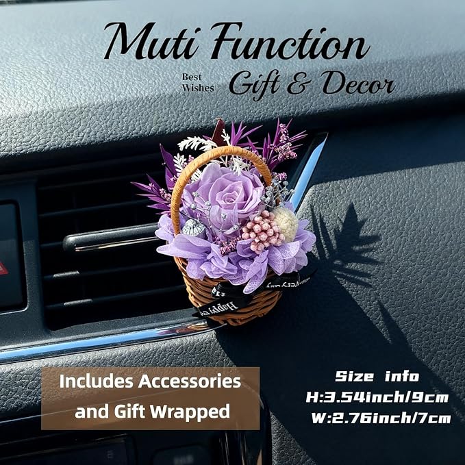 Small Bouquet Car Air Freshener Vent Clips Mini Fresh Flower Bouquet Air Conditioning Outlet Perfume Clip Decoration Essential Oil Diffuser Vent Clip Auto Interior Accessories for Car Decor