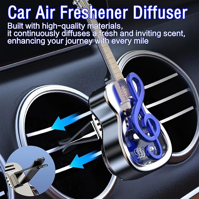 Guitar Car Air Freshener Diffuser Vent Clip Perfume Mini Portable Diffuser Automobile Dashboard Decoration Automobile Air Conditioner Decoration(no perfume)(blue, medium,Without perfume)