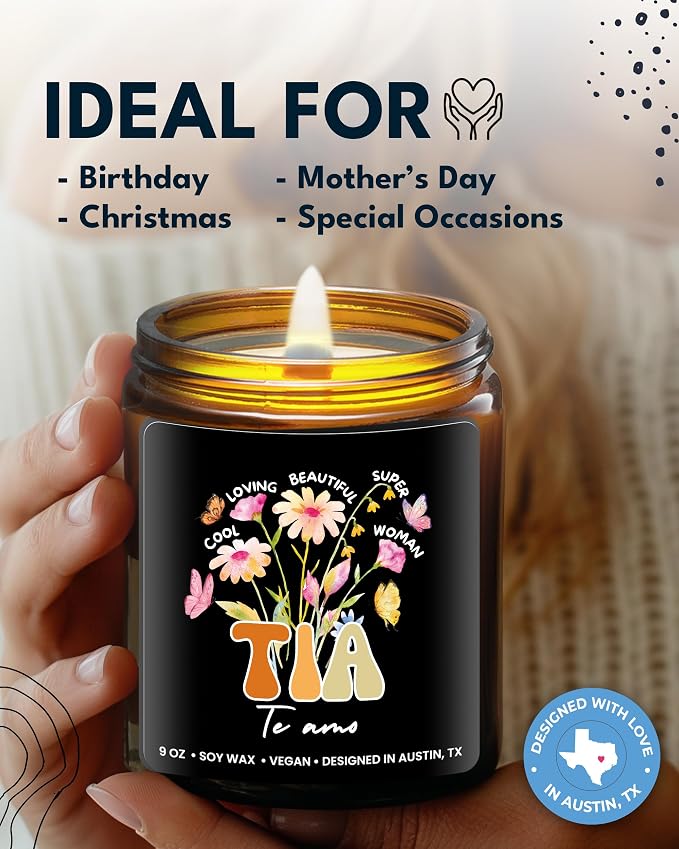 Tia Candle, Regalos para Tia De Sobrina y Sobrino, Gifts from Nephew, Presents from Niece, Best Aunt Ever Gifts, Gift for Aunt in Spanish, Birthday, Christmas, Gift Ready